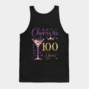 Cheers to 100 Years Old 100th Birthday Party Woman Queen Tank Top